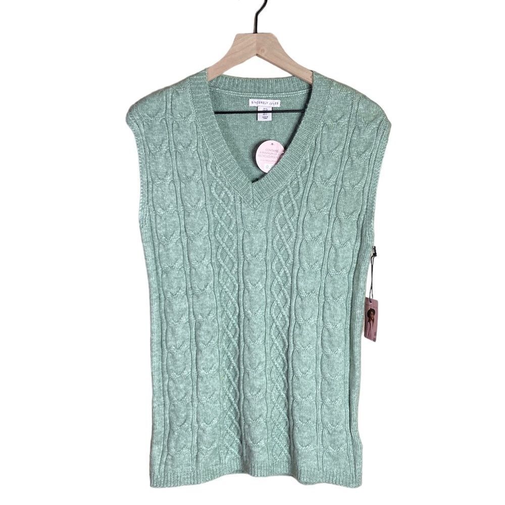 Sincerely Jules Green Sleeveless Sweater Vest Size Small NWT